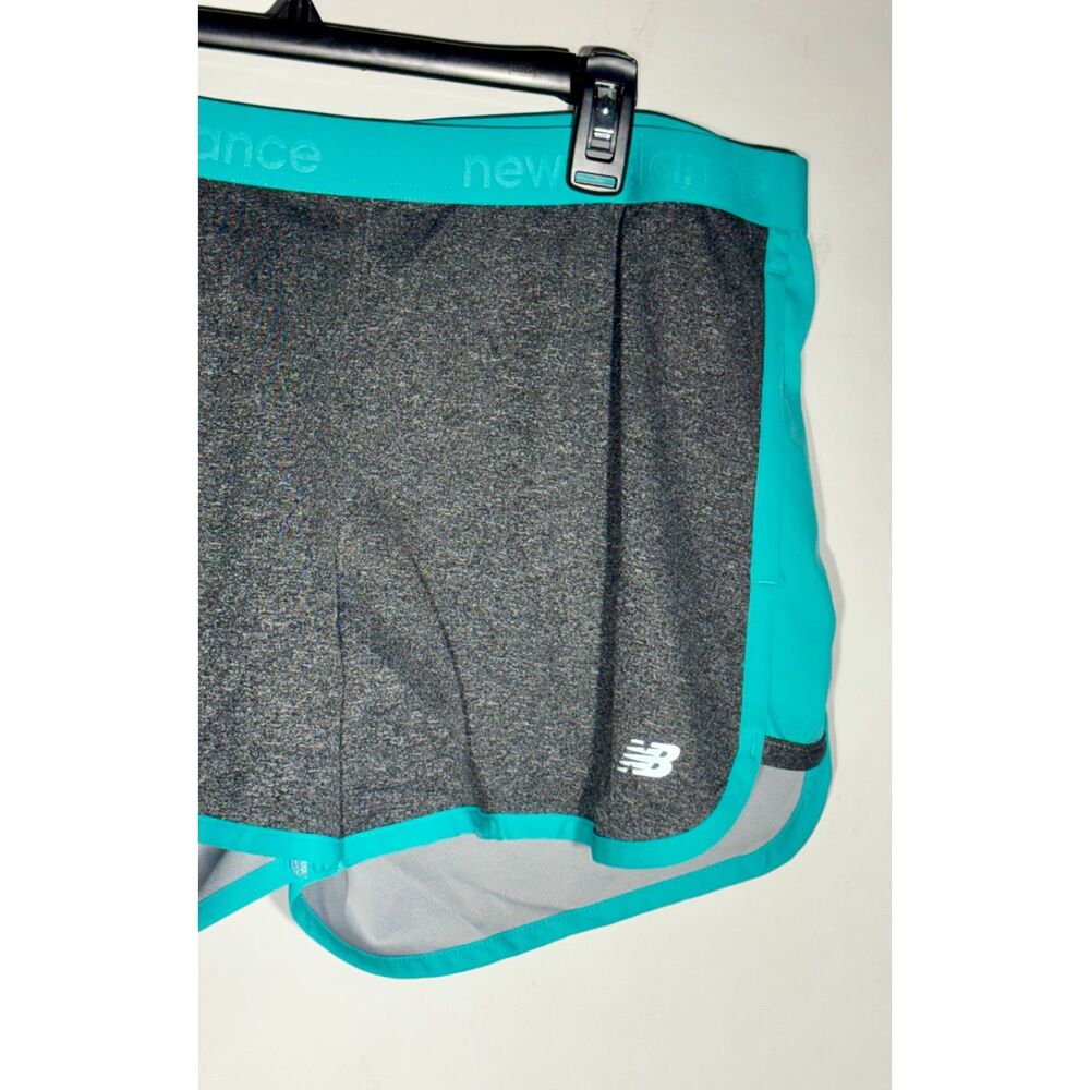 New Balance Womens Running Shorts Gray Teal Trim Athletic Size Large